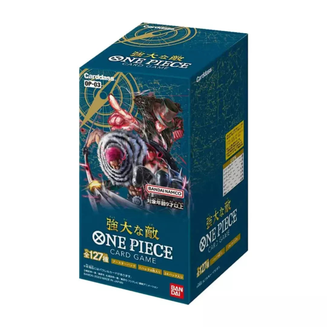 The image shows a One Piece Japanese Pillars of Strength OP-03 Booster Box. Sergio’s Collection
