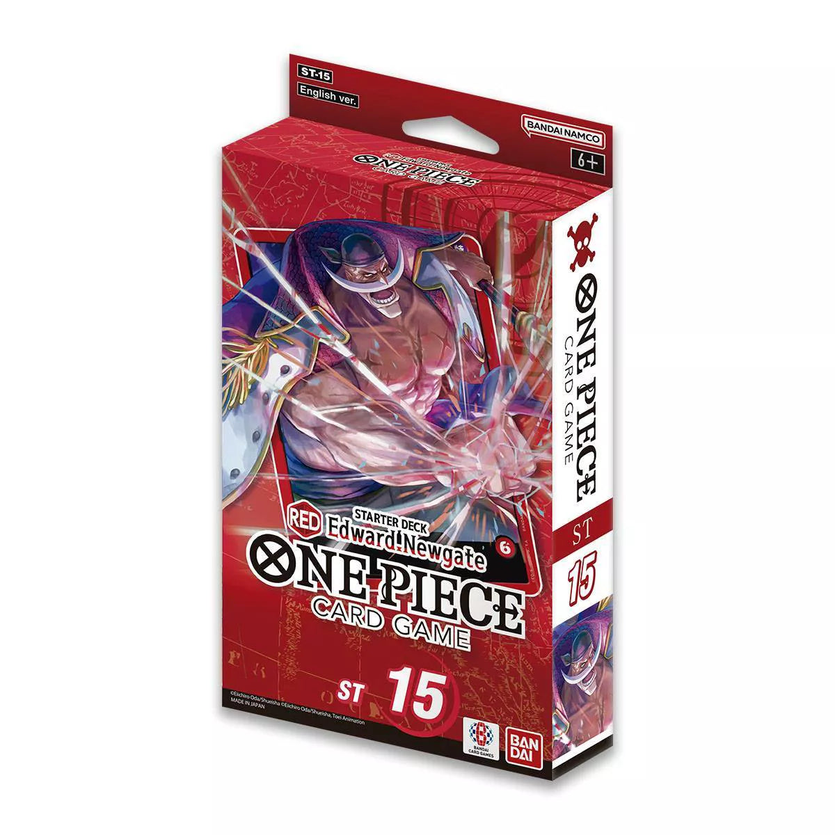 The image shows the One Piece Starter Deck 15 - Red Edward Newgate, featuring the iconic character Edward Newgate. This pre-constructed deck is designed to help players get started with the One Piece card game, focusing on a powerful red-themed strategy. Sergio’s Collection