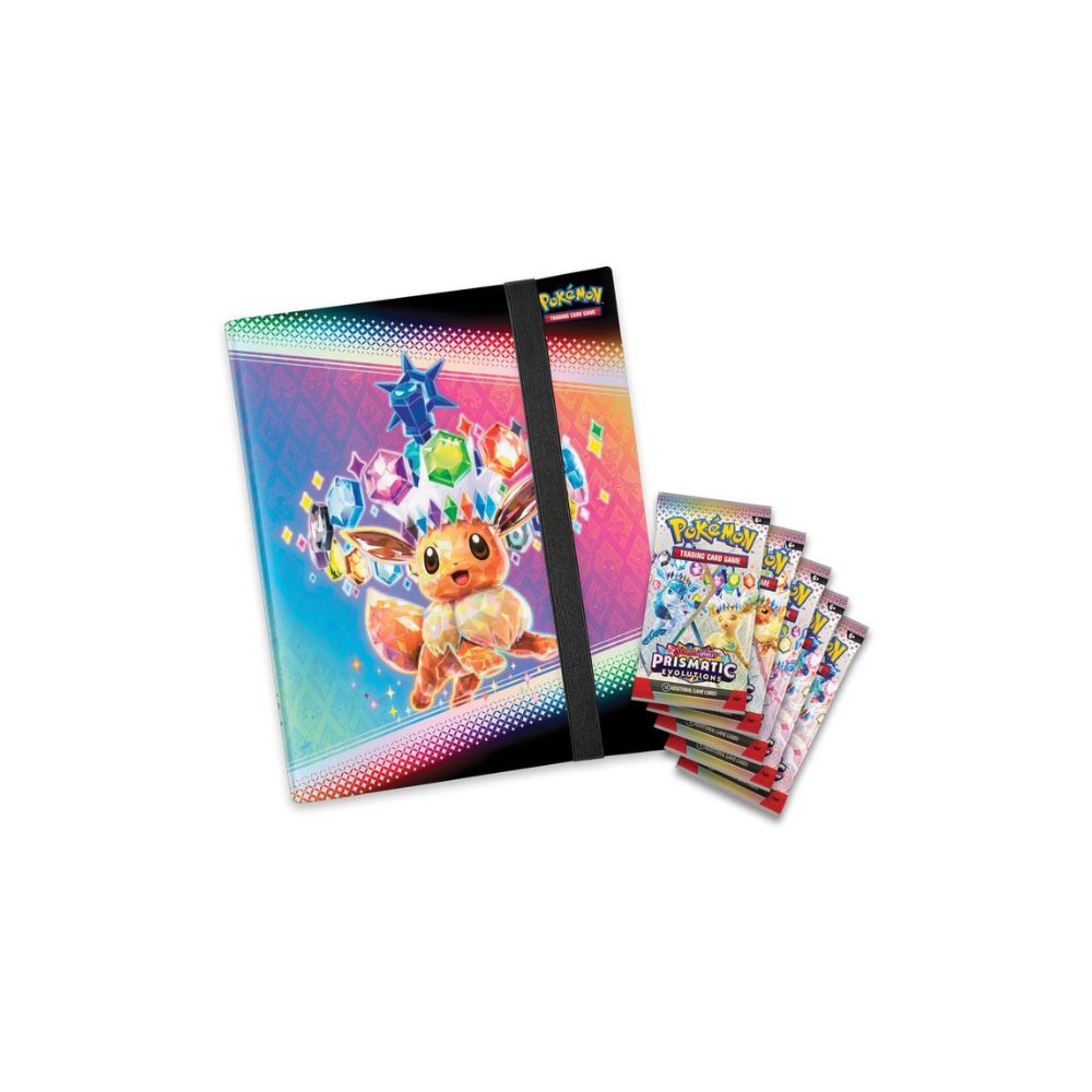 Pokemon TCG Prismatic Evolutions Binder Collection contents of a Binder and booster packs. Sergio's Collection