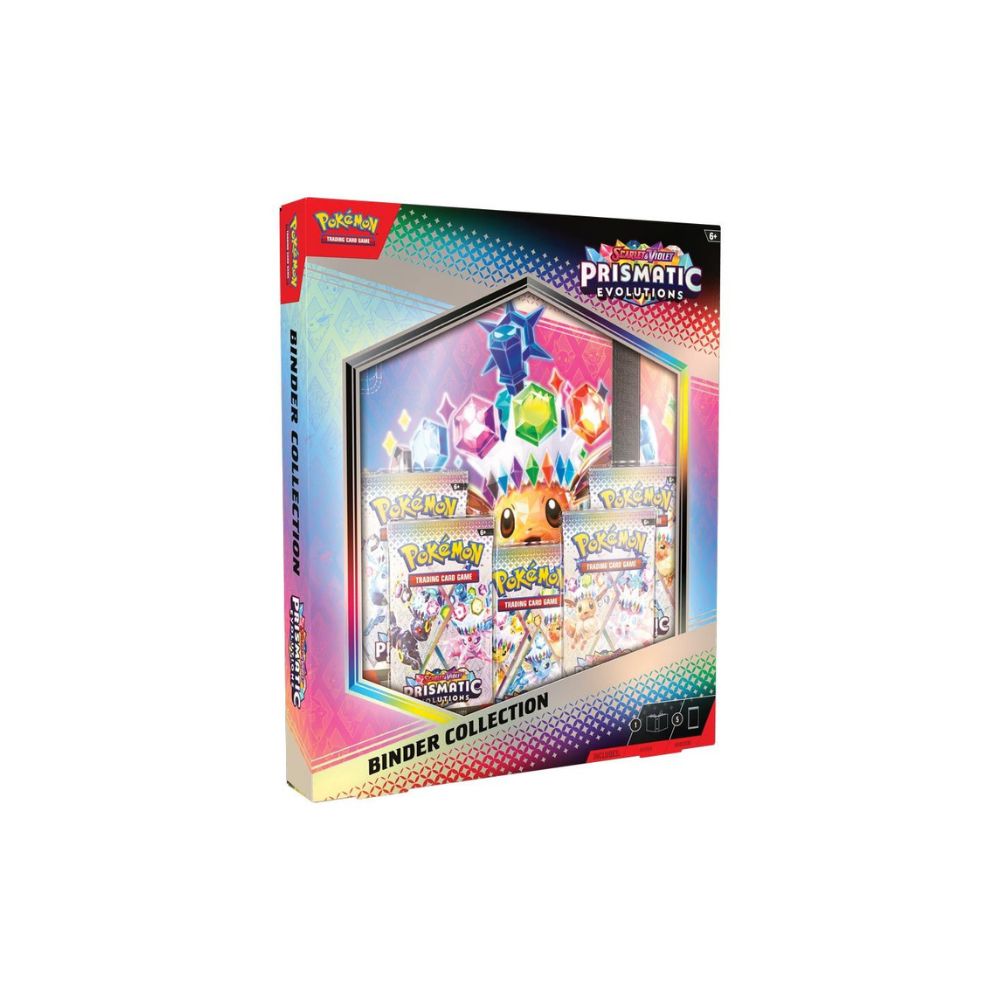 Pokemon TCG Prismatic Evolutions Binder Collection, featuring booster packs and a custom binder to organize and display your Prismatic Evolutions cards. Sergio's Collection.