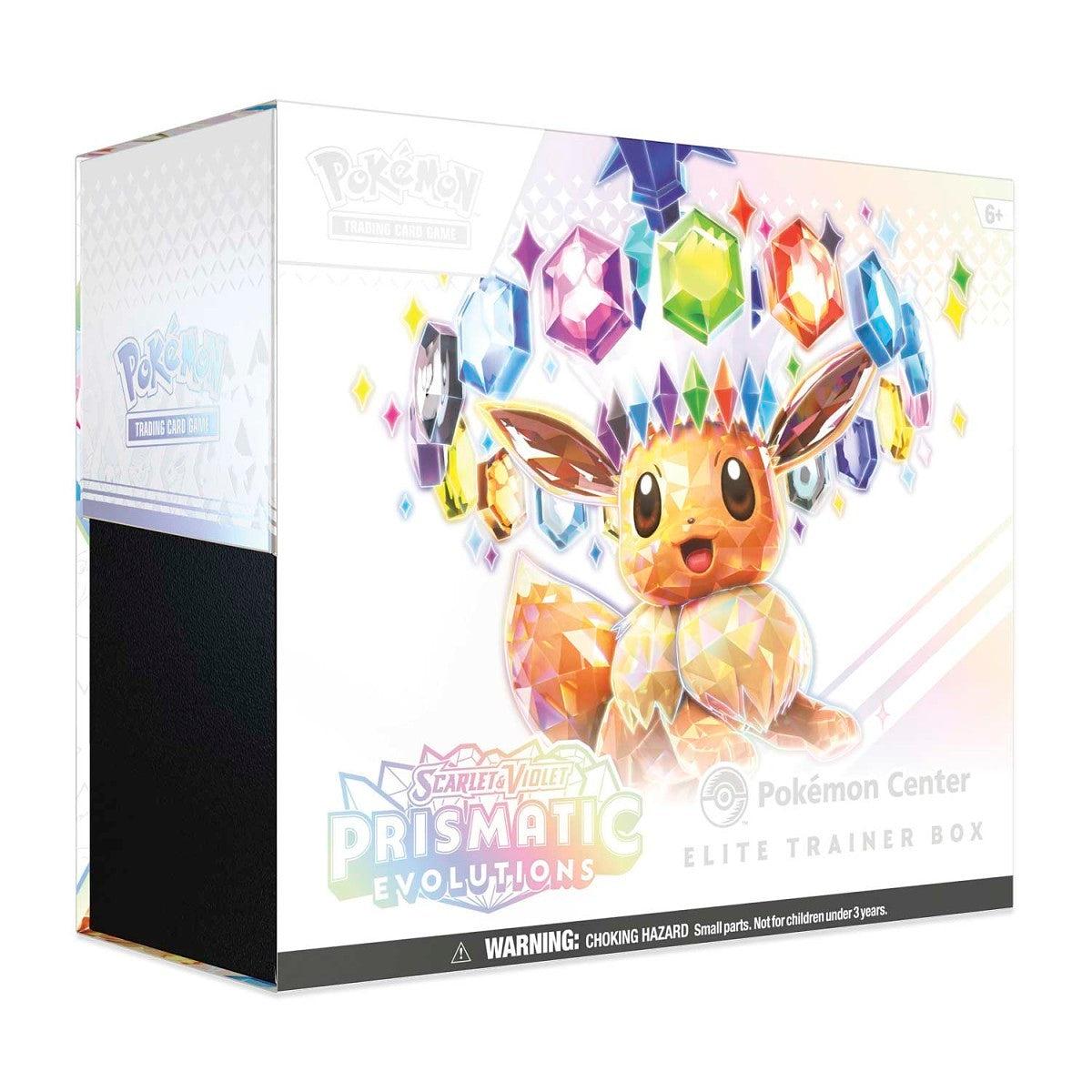 Pokémon TCG Prismatic Evolutions Pokémon Center Elite Trainer Box showcasing a vibrant artwork of Eevee. Sergio’s Collection