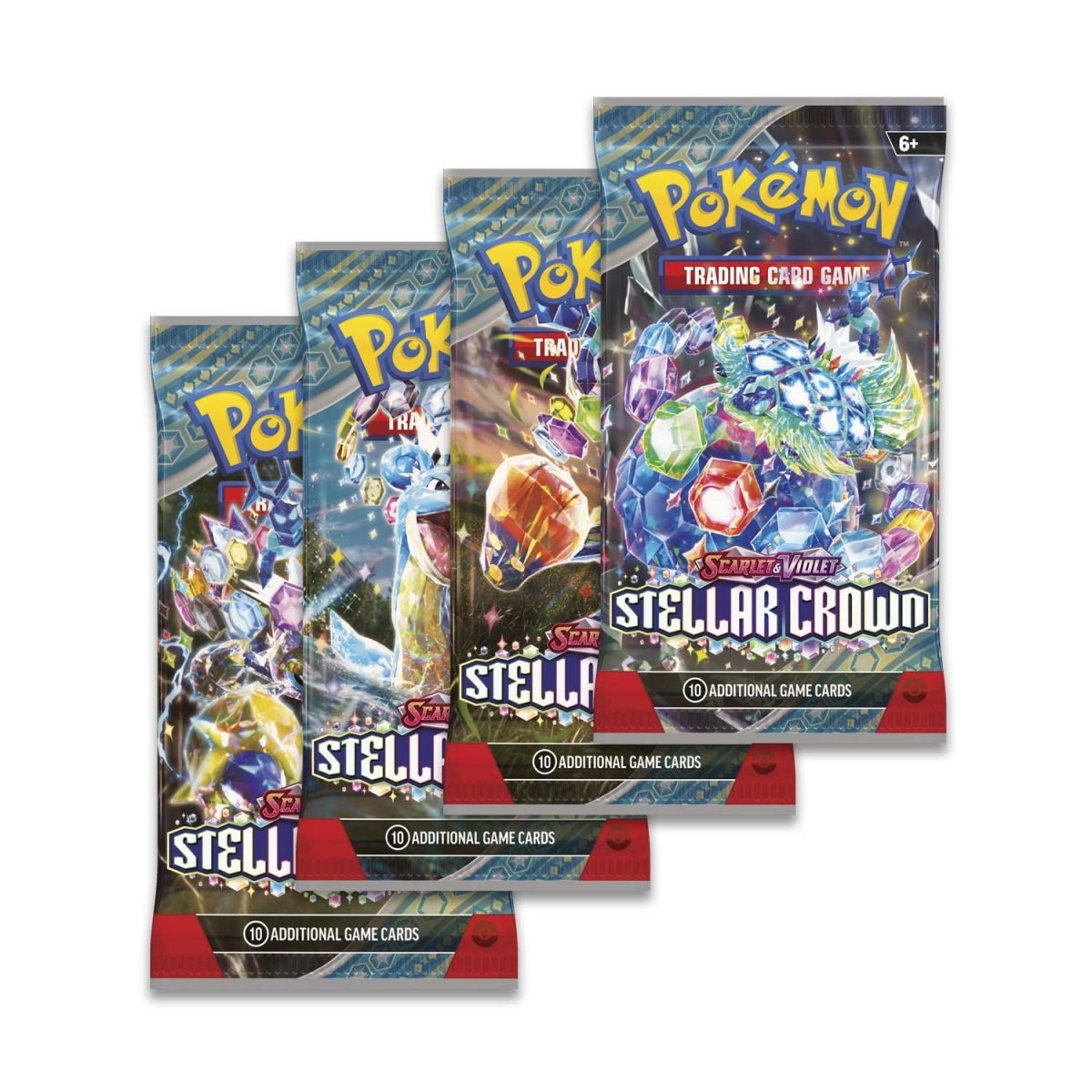 The image shows the booster packs from the Pokémon TCG Stellar Crown SV07 Booster Box. Sergio’s Collection