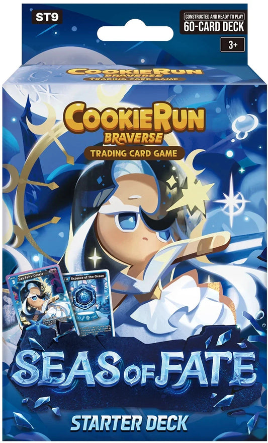 CookieRun Braverse TCG Legendary Cookie Starter Deck Blue Seas of Fate featuring characters and themes from the CookieRun universe. Includes a ready-to-play deck designed for new players and fans of the Braverse Trading Card Game.