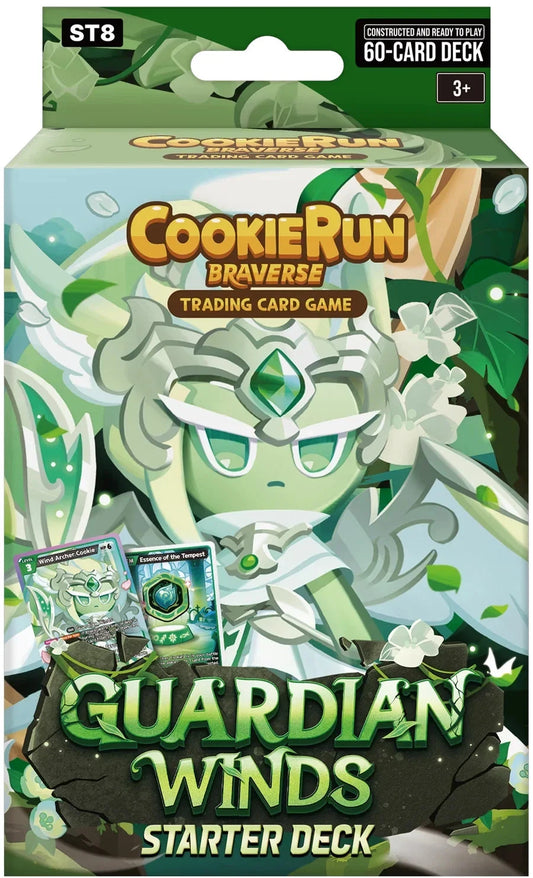 CookieRun Braverse TCG Legendary Cookie Starter Deck Green Guardian Winds featuring characters and themes from the CookieRun universe. Includes a ready-to-play deck designed for new players and fans of the Braverse Trading Card Game.