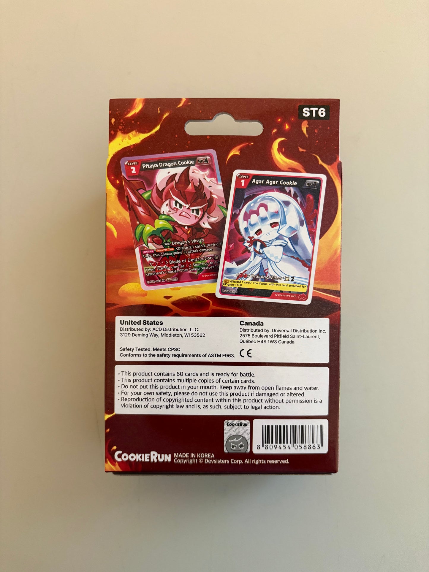 Back side of CookieRun TCG Legendary Cookie Starter Deck Red featuring characters and themes from the CookieRun universe