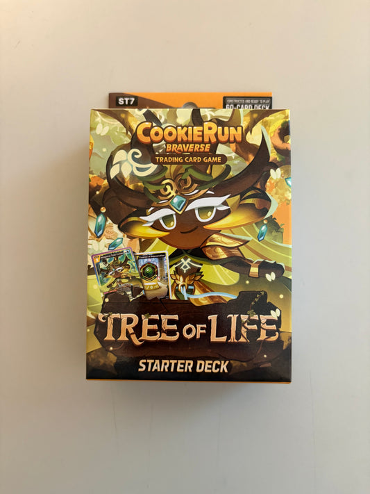 CookieRun Braverse TCG Legendary Cookie Starter Deck Yellow Tree of Life featuring characters and themes from the CookieRun universe. Includes a ready-to-play deck designed for new players and fans of the Braverse Trading Card Game.