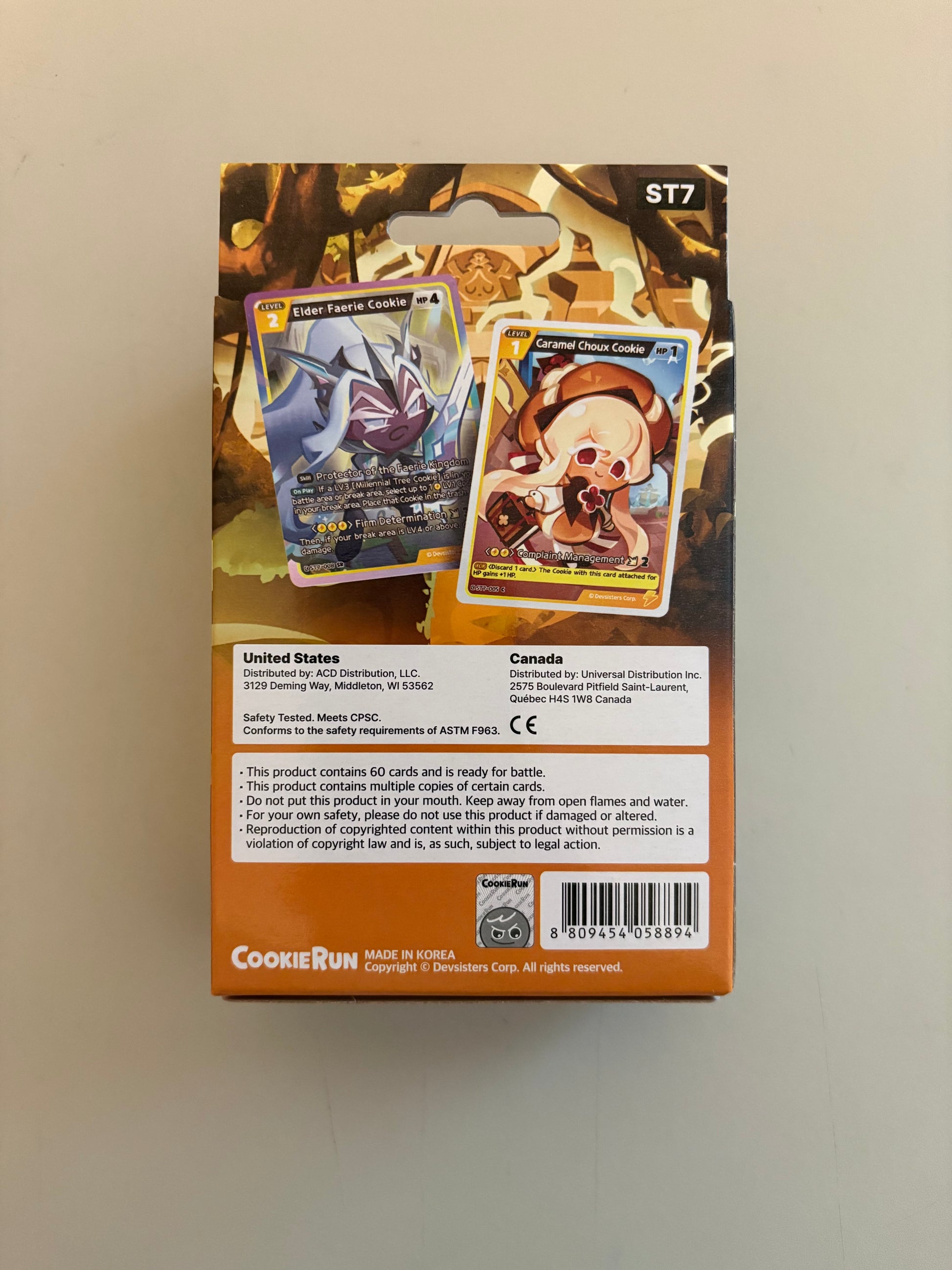 Backside of CookieRun Braverse TCG Legendary Cookie Starter Deck Yellow Tree of Life featuring characters and themes from the CookieRun universe.