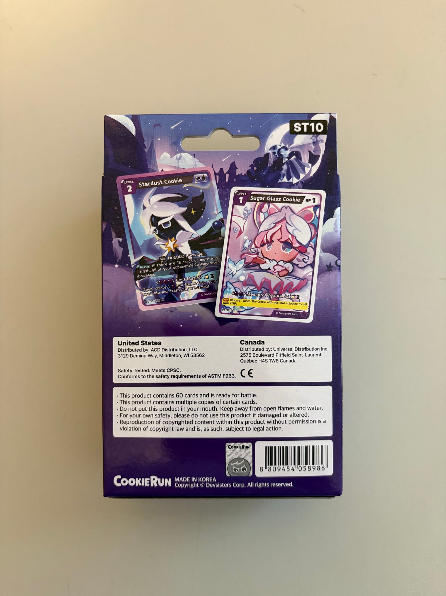 CookieRun TCG Legendary Cookie Starter Deck Purple Glorious Moonlight featuring characters and themes from the CookieRun universe. Backside