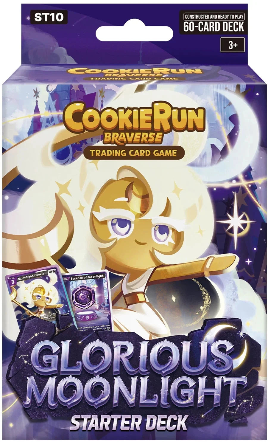 CookieRun TCG Legendary Cookie Starter Deck Purple Glorious Moonlight featuring characters and themes from the CookieRun universe. Includes a ready-to-play deck designed for new players and fans of the CookieRun Trading Card Game.