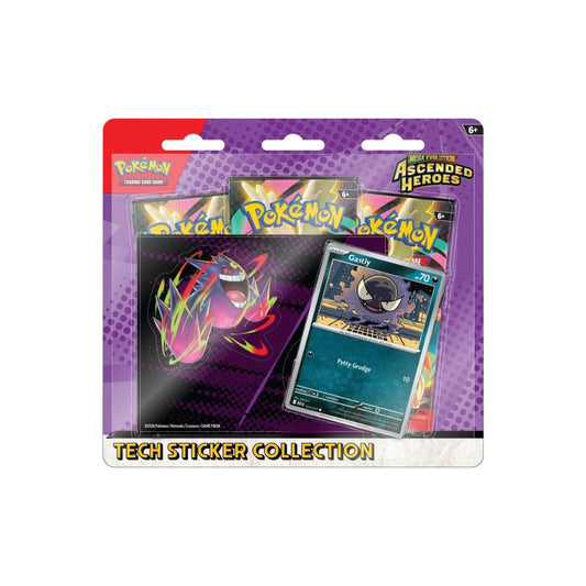 Pokémon TCG Mega Evolution Ascended Heroes Tech Sticker Collection featuring Mega Evolution–themed artwork and collectibles.