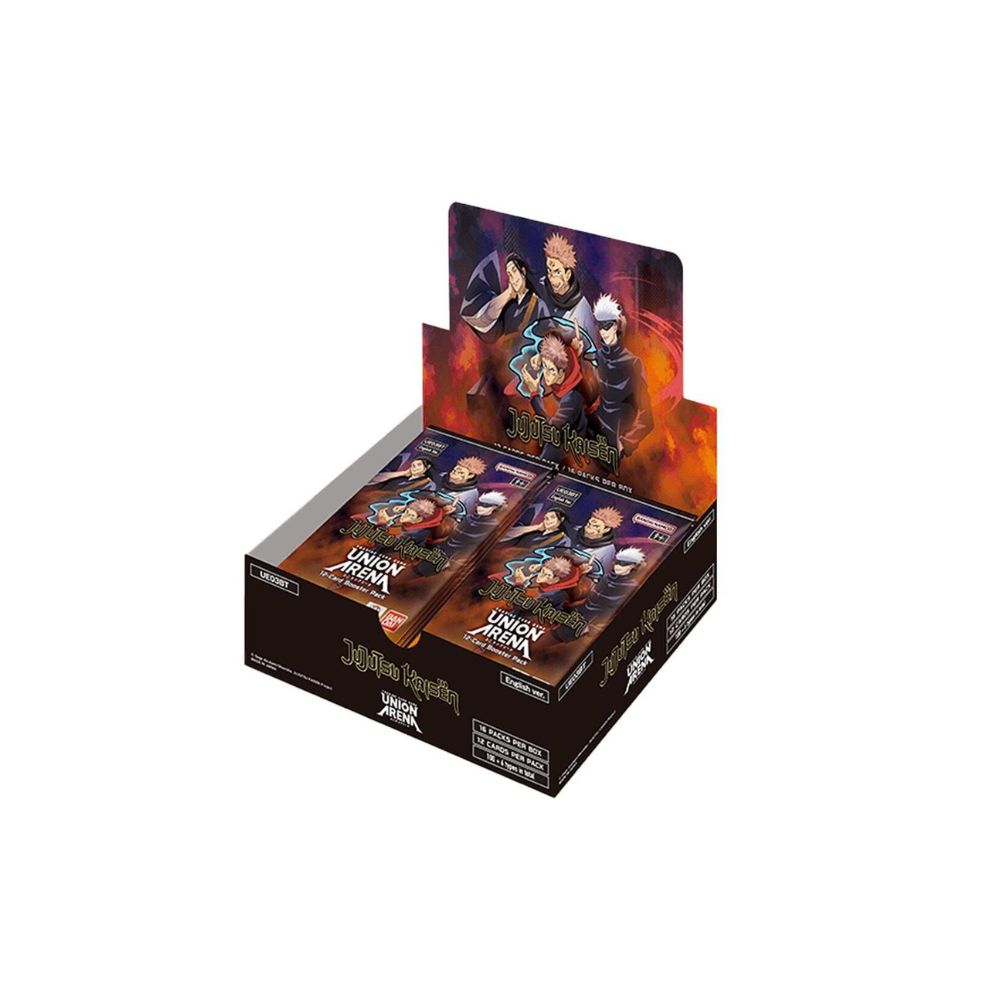 Union Arena Jujutsu Kaisen Booster Box packed with collectible cards featuring characters and scenes from the thrilling Jujutsu Kaisen series.