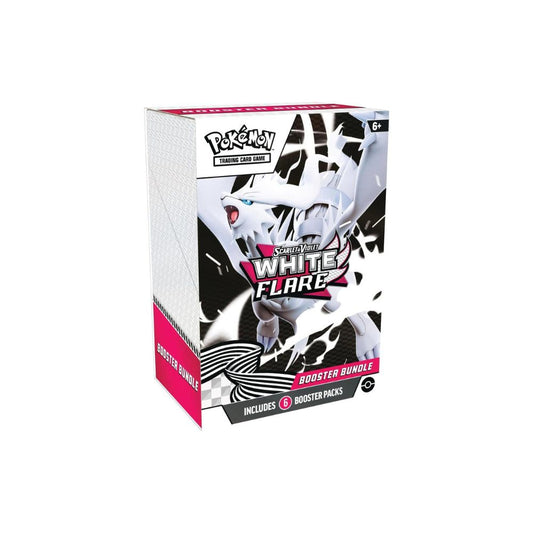 The image shows a Pokémon White Flare Booster Bundle, including multiple booster packs from the Japanese Scarlet & Violet White Flare set, featuring fire-themed cards and artwork.