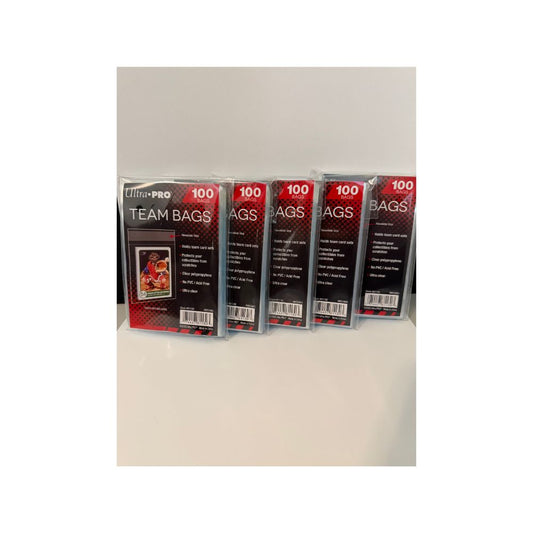 5x Packs of Ultra Pro Team Bags on a white background