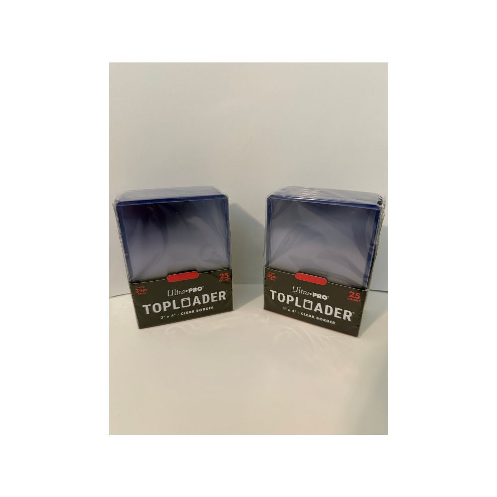 Ultra Pro 50 count toploaders in packaging with a clear white background