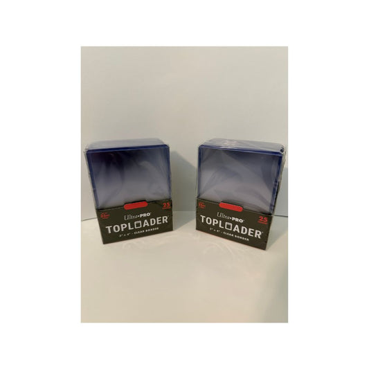 Ultra Pro 50 count toploaders in packaging with a clear white background